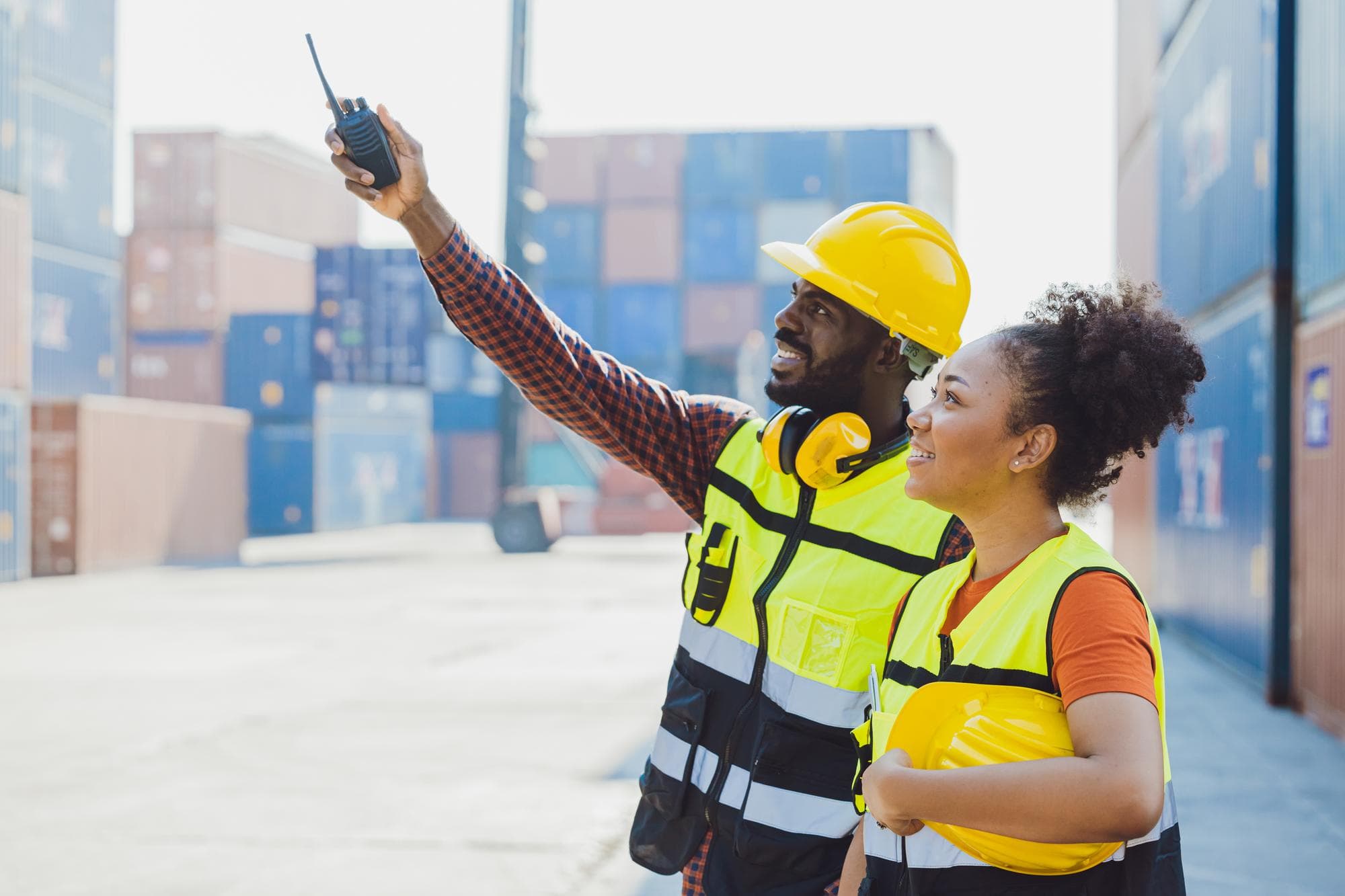 Workers in safety gear
